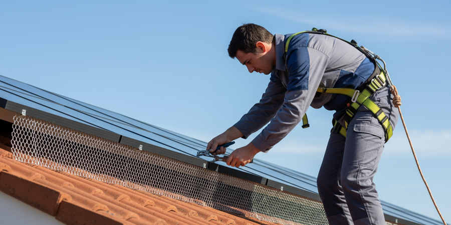 Solar panel pigeon proofing