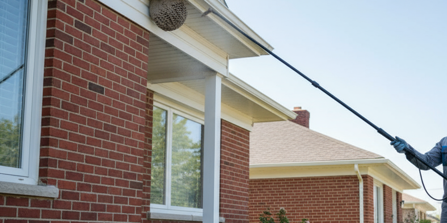 Wasp treatment at eaves
